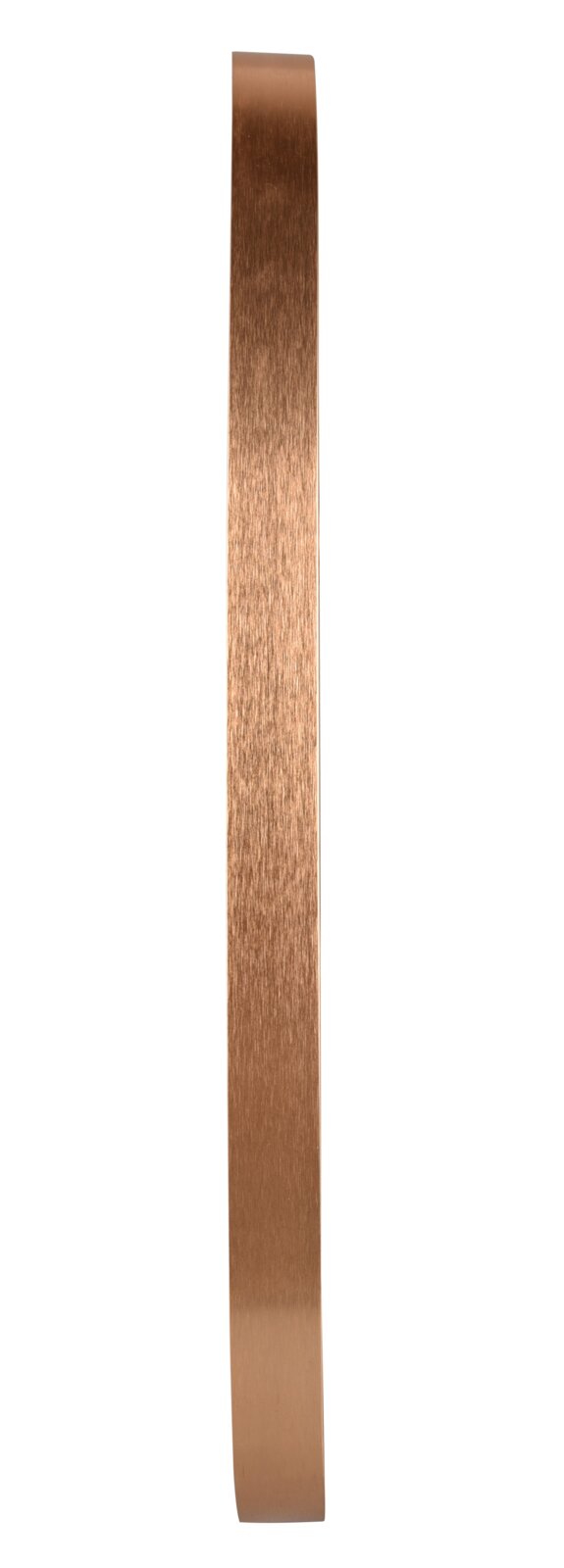 Seitenansicht eines kupferfarbenen, schmalen Rahmens eines Spiegels.