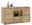 Holz-Sideboard mit drei Schubladen und einem offenen Fach, dekoriert mit Vasen, aus frontaler Perspektive.