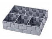 Grauer Badorganizer Adria klein mit vier Fächern, aus geflochtenem Material, Perspektive von schräg oben.