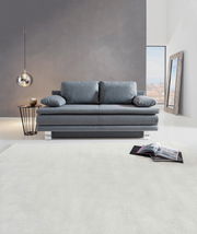 Graues Querschläfer-Sofa in modernem Wohnzimmer, Frontalansicht