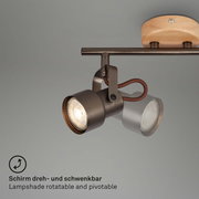 Spotleuchte mit dreh- und schwenkbarem Schirm, seitliche Perspektive