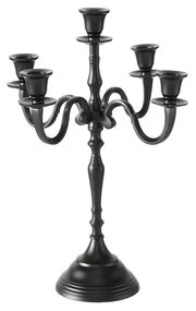 Schwarzer, runder Kerzenleuchter Victoria mit fünf Armen, seitliche Perspektive