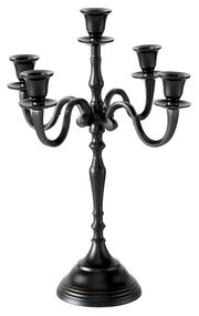 Schwarzer, runder Kerzenleuchter Victoria mit fünf Armen, seitliche Perspektive