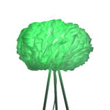Grüne Stehleuchte mit wolkenartigem Schirm, seitliche Perspektive