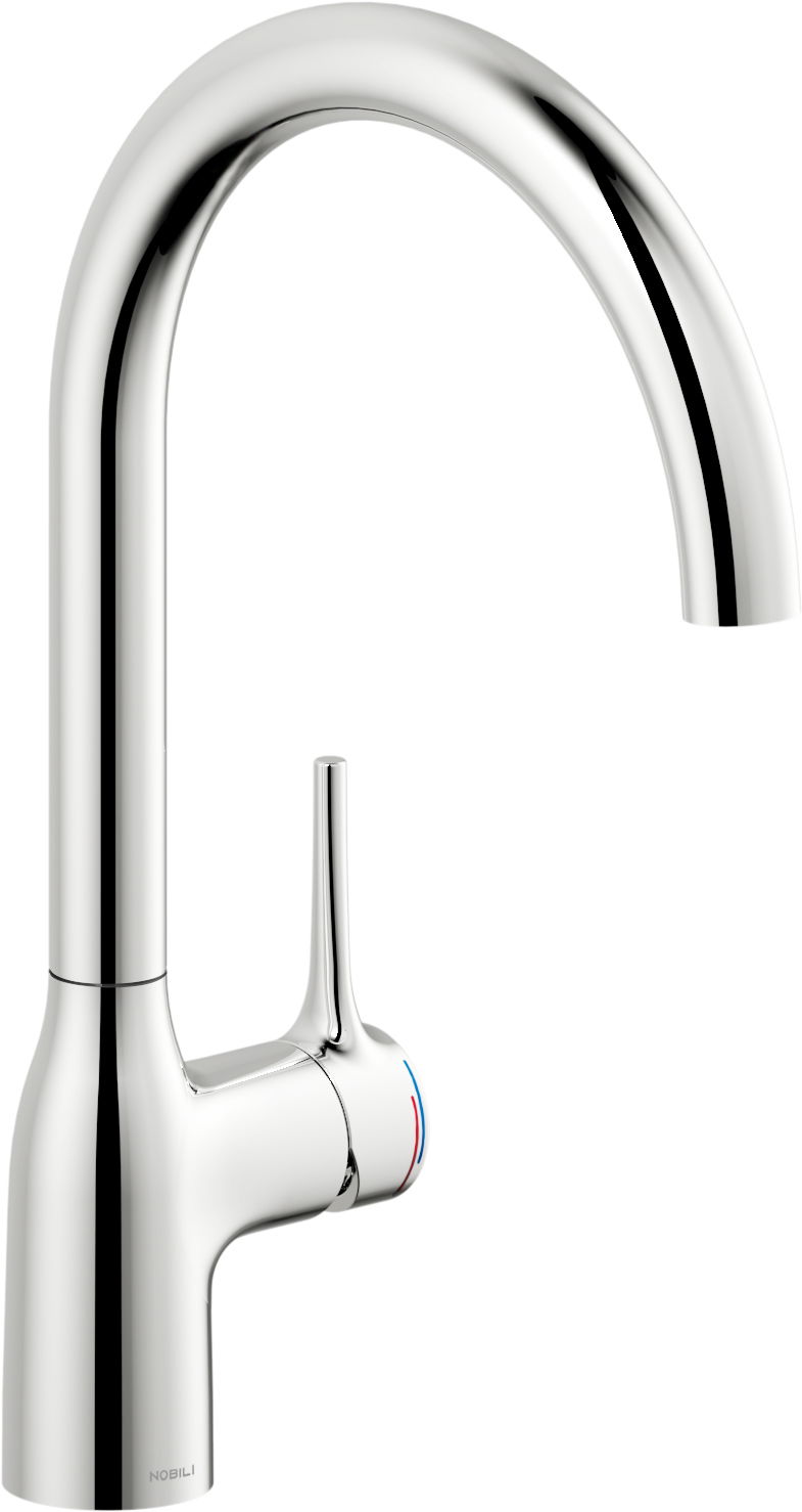 Novel Einhebelmischer Moderner Einhebelmischer in Chromoptik, seitliche Ansicht