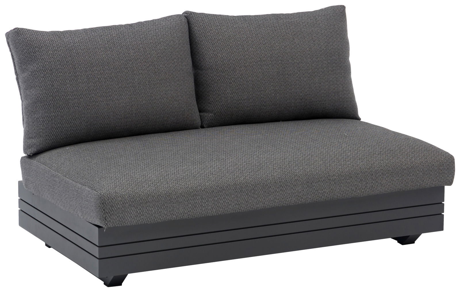 Zebra 2-zits loungebank CUBO Graues 2-Sitzer Loungeelement mit zwei Rückenkissen, seitliche Perspektive