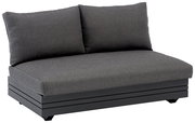 Graues 2-Sitzer Loungeelement mit zwei Rückenkissen, seitliche Perspektive