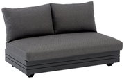 Graues 2-Sitzer Loungeelement mit zwei Rückenkissen, seitliche Perspektive