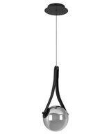 Moderne LED-Hängeleuchte SECCO mit glänzendem Kugeldesign, seitliche Perspektive