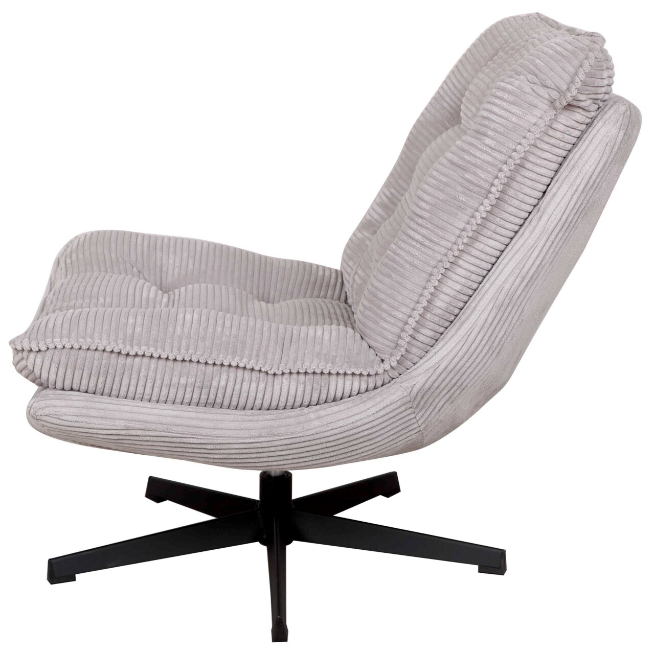 Z2 Relaxfauteuil JOSHUA Grijze relaxfauteuil met geribbelde stoffen bekleding, zijaanzicht