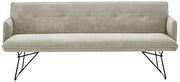 Zweisitzer-Sofa in hellgrauem Cordstoff mit schwarzen Metallbeinen, Frontalansicht