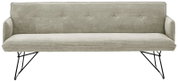 Zweisitzer-Sofa in hellgrauem Cordstoff mit schwarzen Metallbeinen, Frontalansicht