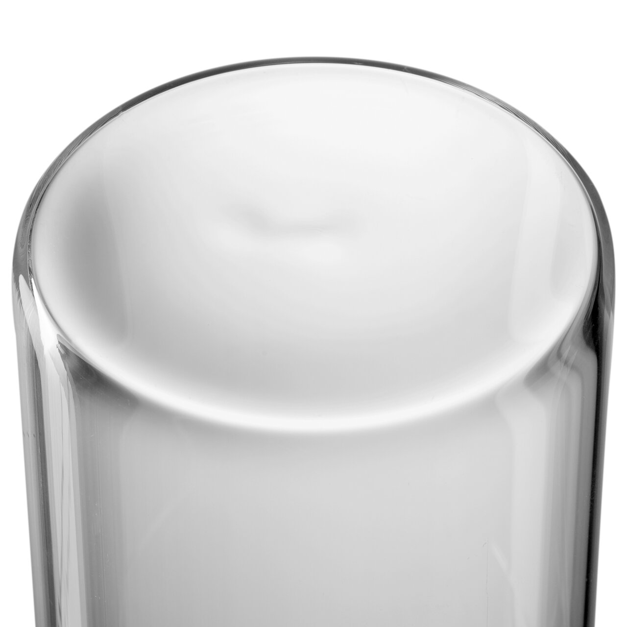 Close-up van een Comodo-glazen pot van 500 ml, gezien van bovenaf, waarop het gladde, transparante oppervlak te zien is.