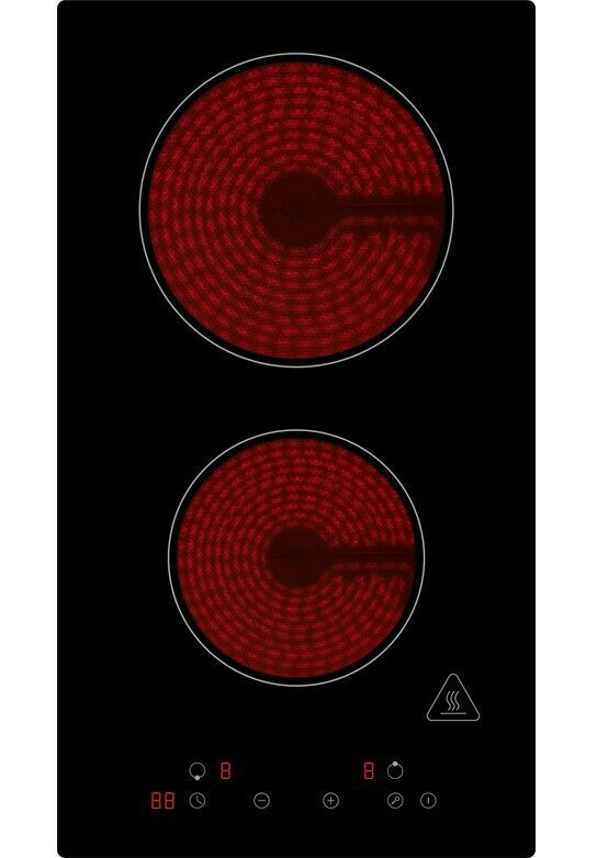 Kochfeld mit zwei leuchtenden Kochzonen, Draufsicht