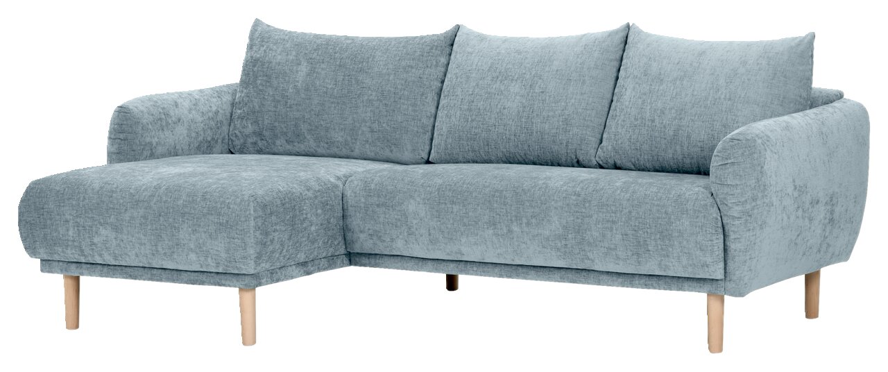 Graues Ecksofa mit Ottomane links, Vorderansicht
