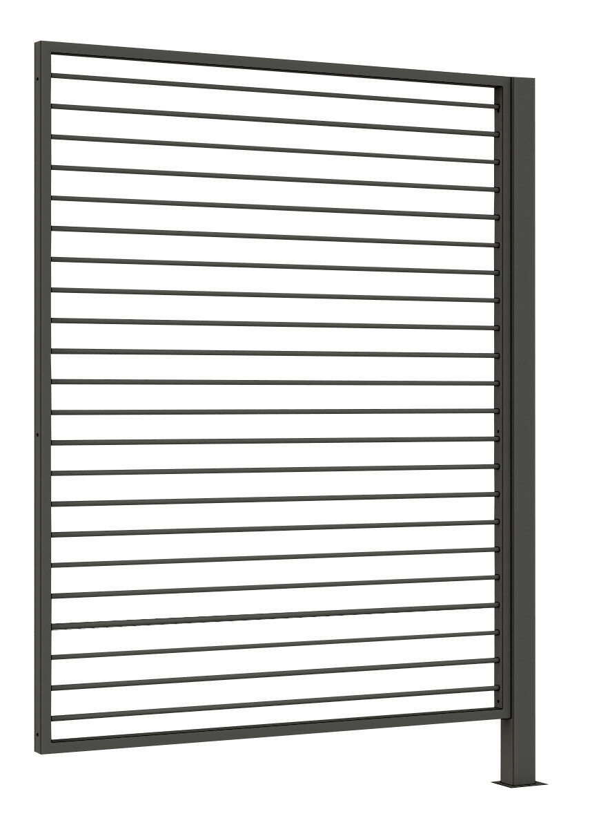 Siena Garden Sichtschutz Alu SCHATTENMANUFAKTUR Moderner Sichtschutz aus Aluminium mit horizontalen Lamellen, seitliche Perspektive