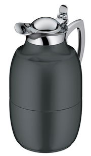 Isolierkanne Juwel in seitlicher Perspektive mit glänzendem Deckel und ergonomischem Griff.