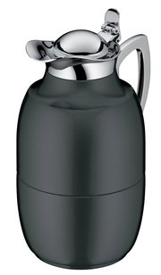 Isolierkanne Juwel in seitlicher Perspektive mit glänzendem Deckel und ergonomischem Griff.