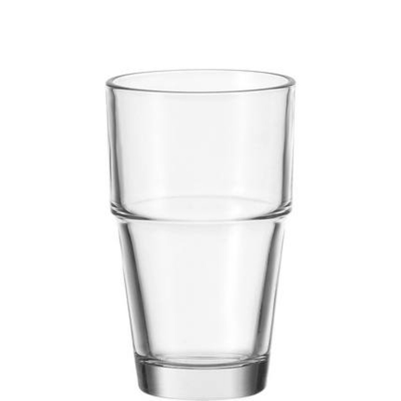 Transparenter Becher Solo aus Glas, seitliche Ansicht
