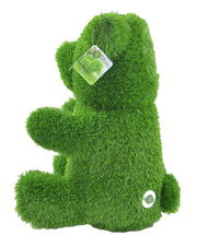 Grüner Bär aus künstlichem Gras, seitliche Perspektive, geeignet für den Garten