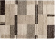 Teppich mit geometrischem Muster in Beige- und Brauntönen, Draufsicht