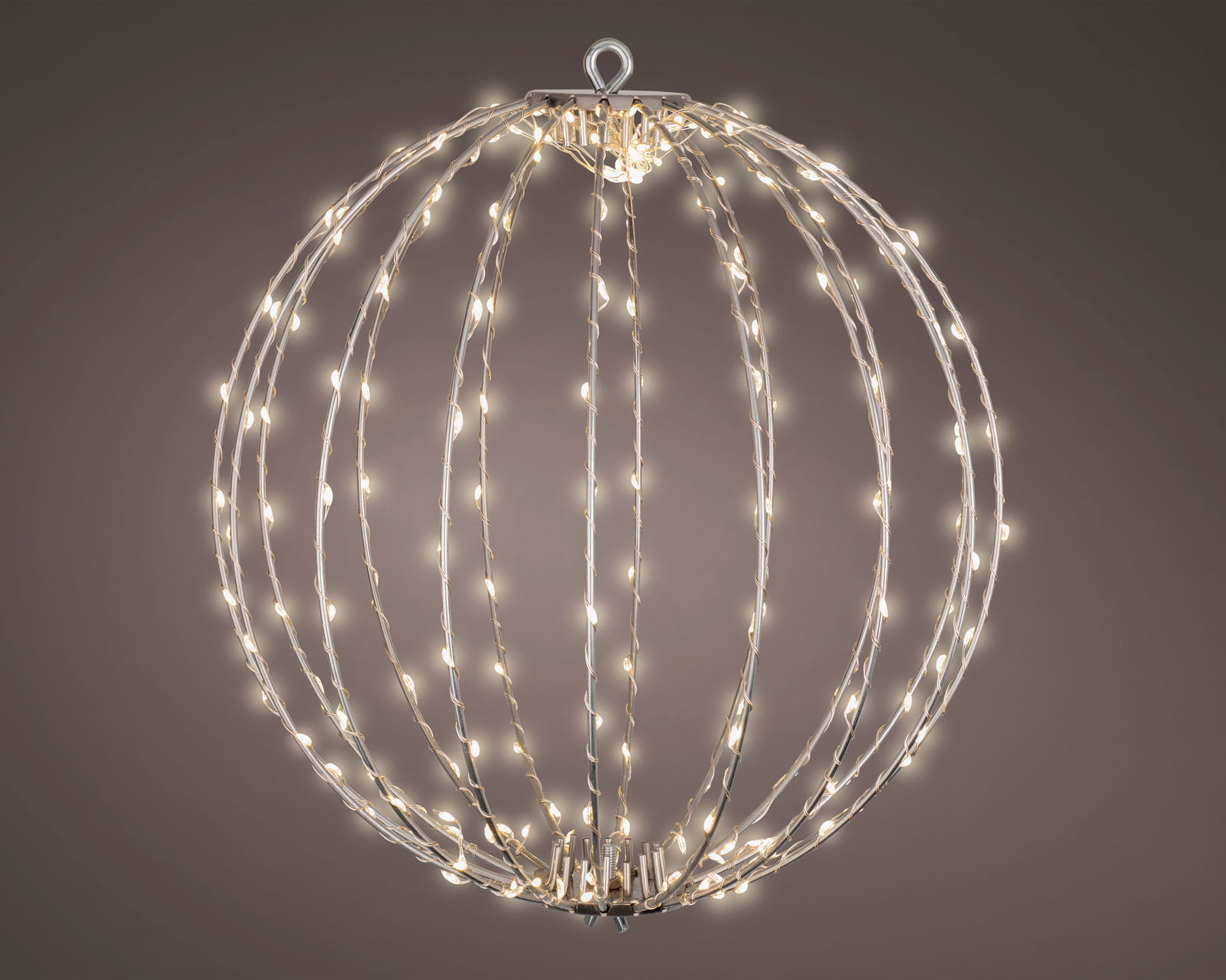 Silberner Lichtball mit Micro-LEDs, seitliche Perspektive