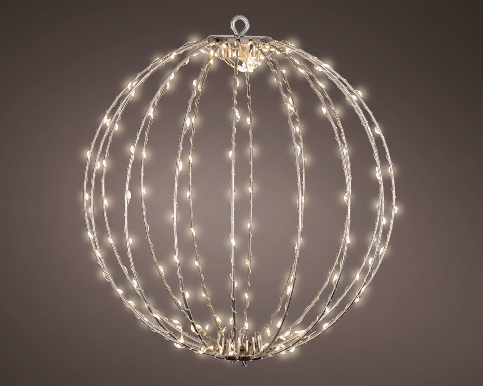 Silberner Lichtball mit Micro-LEDs, seitliche Perspektive