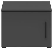 Grauer Aufsatzschrank mit schwarzem Griff, Frontalansicht