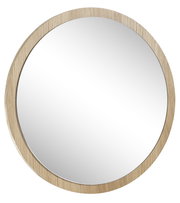 Runder Spiegel mit Holzrahmen, Frontalansicht