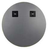 Runder Spiegel mit einem Durchmesser von ca. 50 cm aus der XORA Spiegel Serie ESRA, Rückansicht mit zwei Befestigungspunkten.