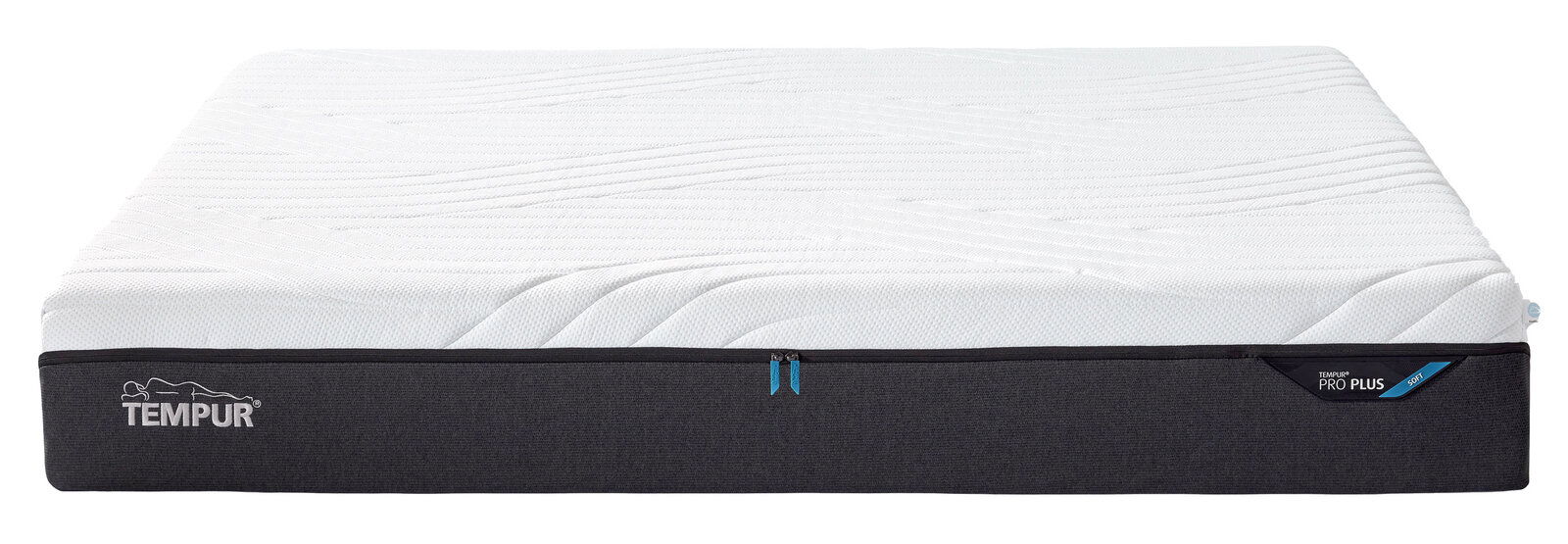 Viscomatratze 180x200 soft von vorne, mit weißer Oberfläche und schwarzem Rand.