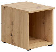 Regalaufsatz aus Holz in natürlicher Holzoptik, seitliche Perspektive