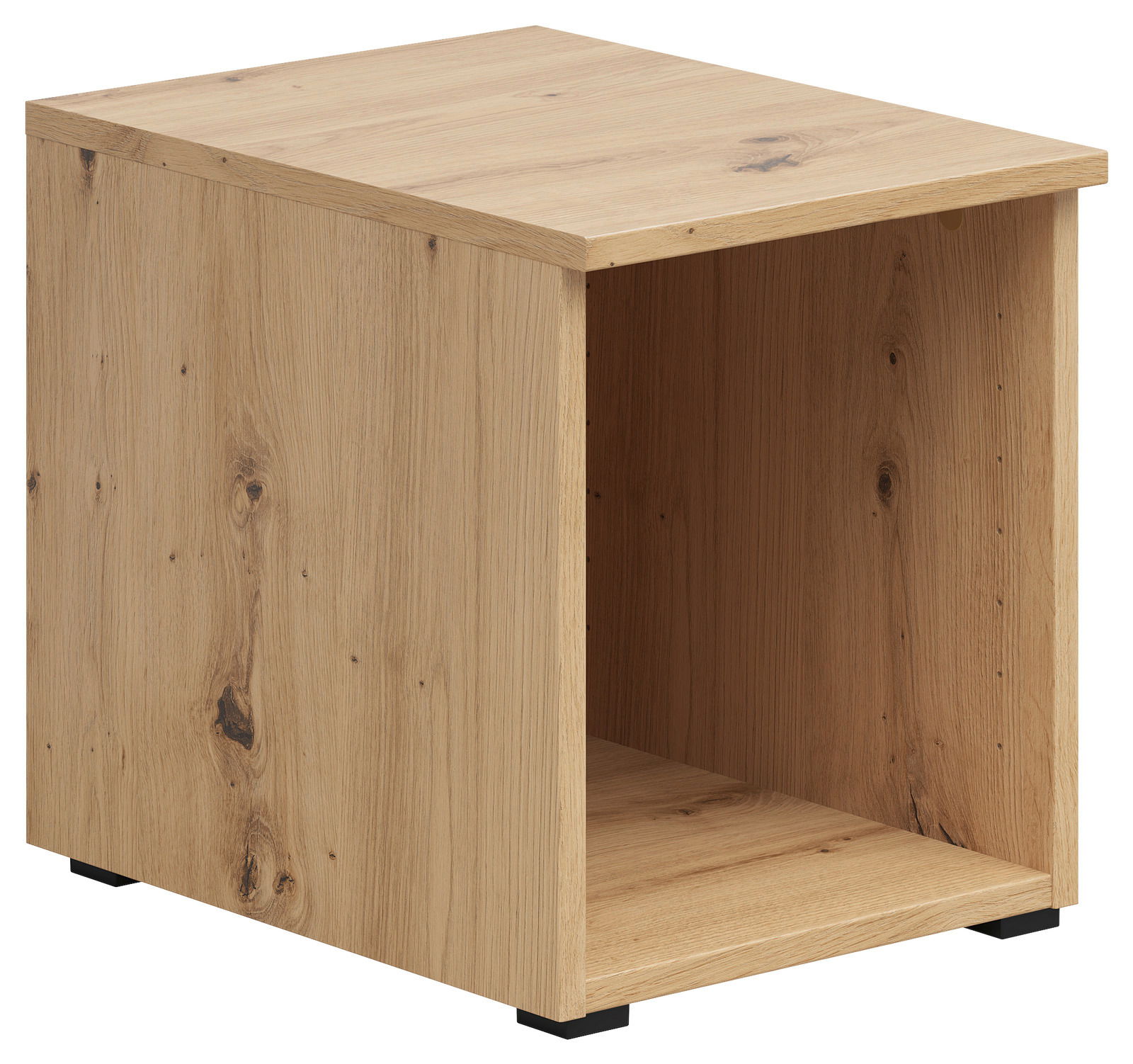 Regalaufsatz aus Holz in natürlicher Holzoptik, seitliche Perspektive