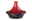 Rote Tagine mit schwarzem Boden, seitliche Perspektive