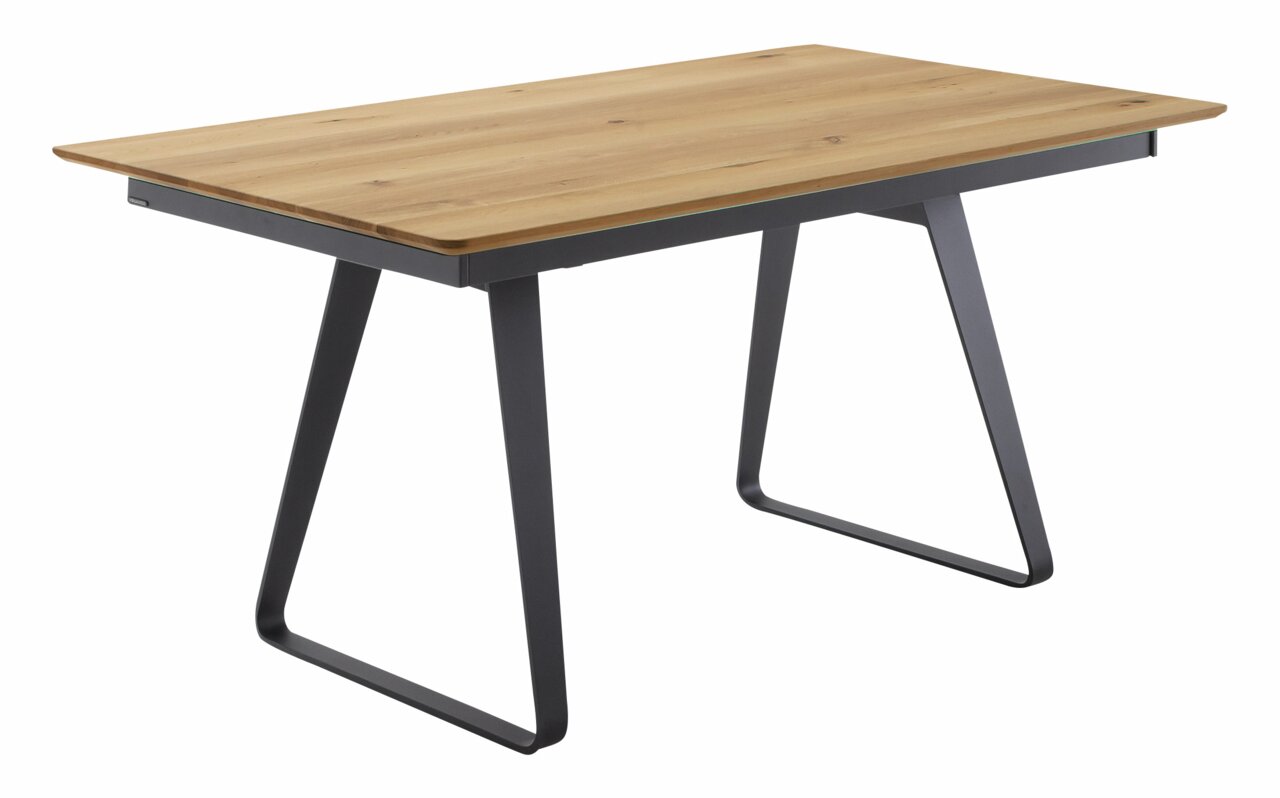 Venjakob Esstisch ET313 RUSS Moderner Esstisch mit Holzplatte und schwarzen Metallbeinen, seitliche Perspektive