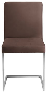 Brauner Freischwinger-Stuhl mit Metallgestell, Vorderansicht