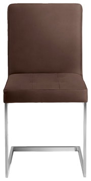 Brauner Freischwinger-Stuhl mit Metallgestell, Vorderansicht