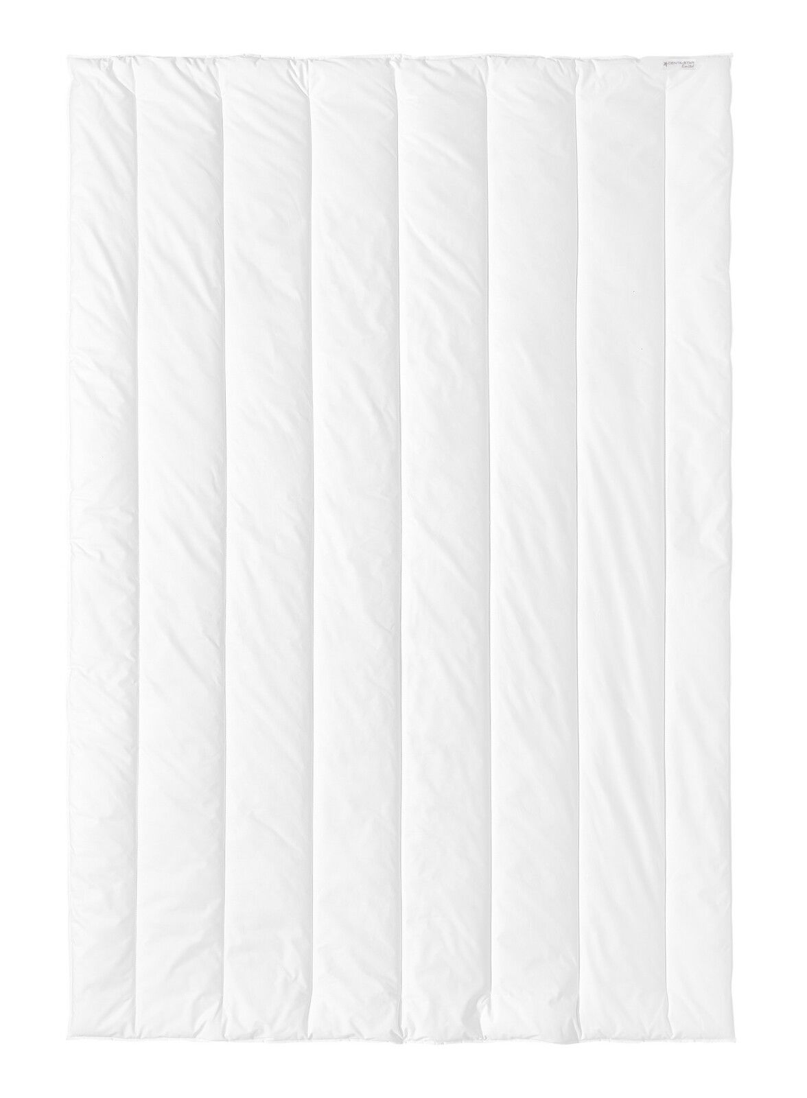 Weiße Winterdecke 135x200cm in Draufsicht mit gestepptem Design