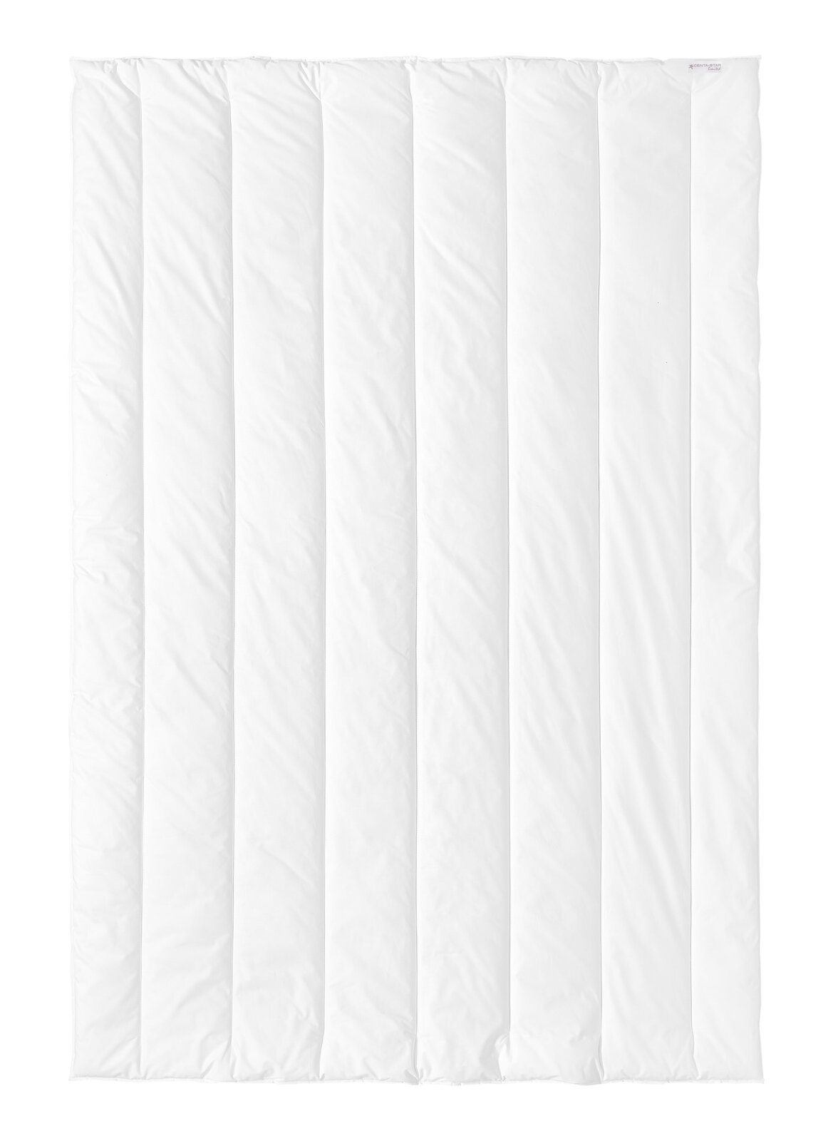 Weiße Winterdecke 135x200cm in Draufsicht mit gestepptem Design