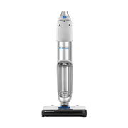 Frontansicht des Invictus WD7 Staubsaugers mit silbernem Gehäuse und blauen Akzenten.