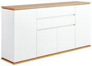 Wit dressoir met houten afwerking, zijaanzicht