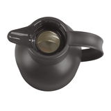 Schwarze Isolierkanne Samba 1,5l aus der Vogelperspektive mit geöffnetem Deckel.