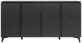 Schwarzes Sideboard mit modernem Design, frontal betrachtet
