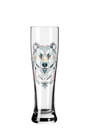 Weizenglas mit geometrischem Bärenmotiv, frontal abgebildet