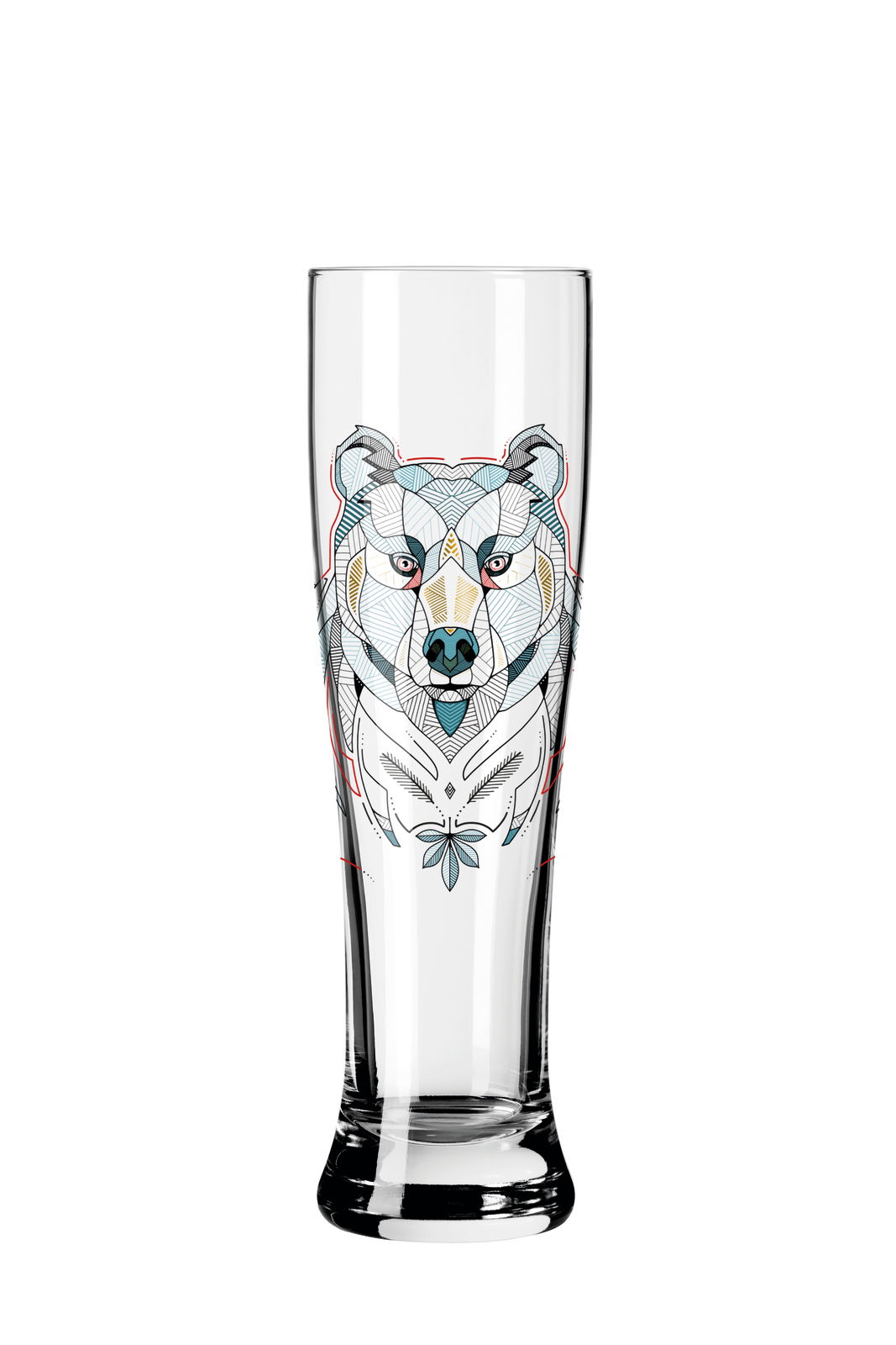 Ritzenhoff 2er-Set Weizengläser BRAUCHZEIT Weizenglas mit geometrischem Bärenmotiv, frontal abgebildet