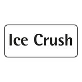Nahaufnahme eines Schildes mit der Aufschrift 'Ice Crush', verwendet für Küchenminis Smoothie-to-go.