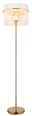 Globo Lighting Stehleuchte GORLEY Elegante Stehleuchte GORLEY mit goldfarbenem Gestell und modernem, zylindrischem Lampenschirm aus vertikalen Streben, frontal abgebildet.