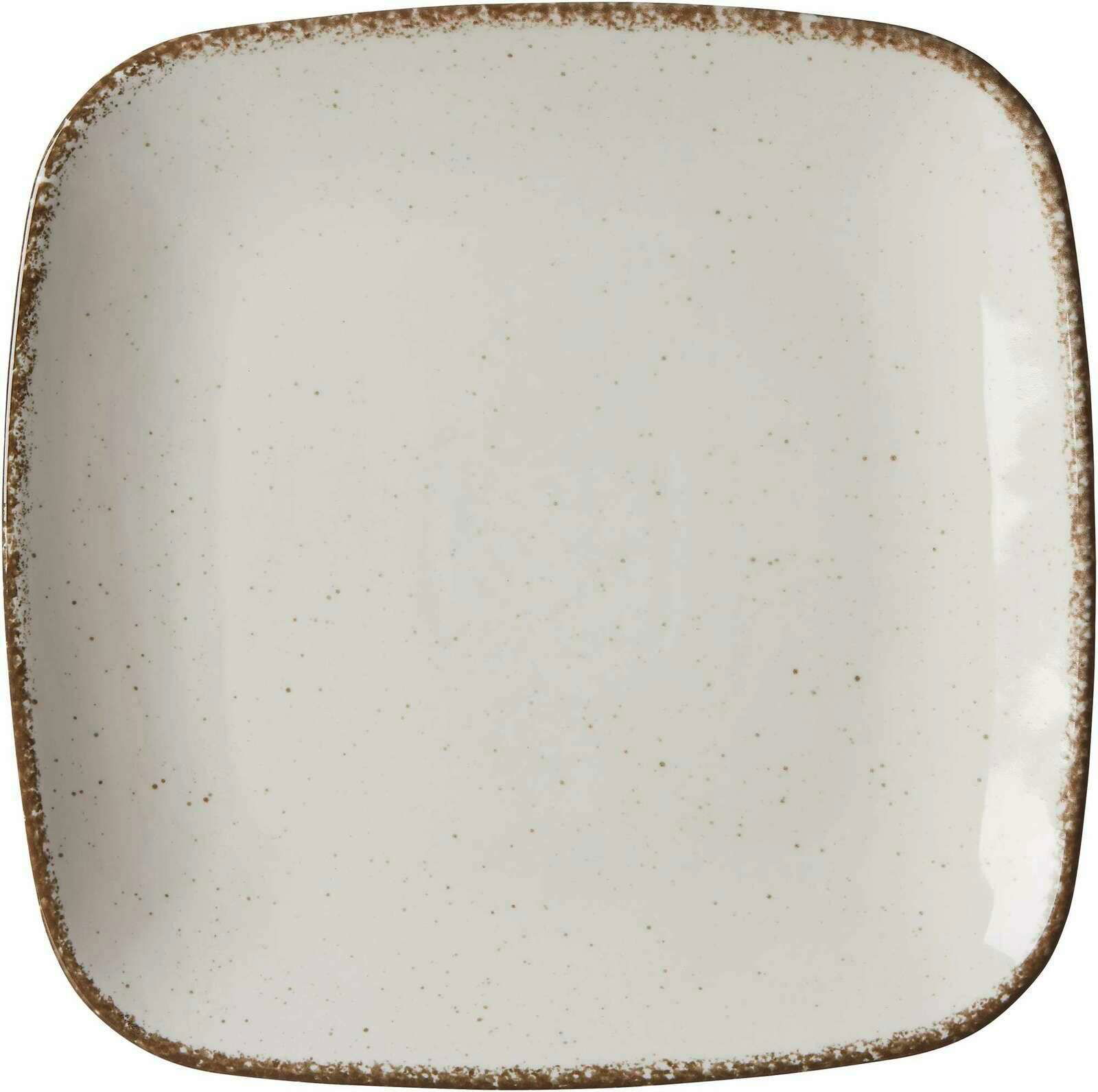 Ritzenhoff & Breker Dinerbord 27 cm CASA vierkant beige Quadratischer Speiseteller Casa 27cm in Beige mit gesprenkeltem Rand, Draufsicht