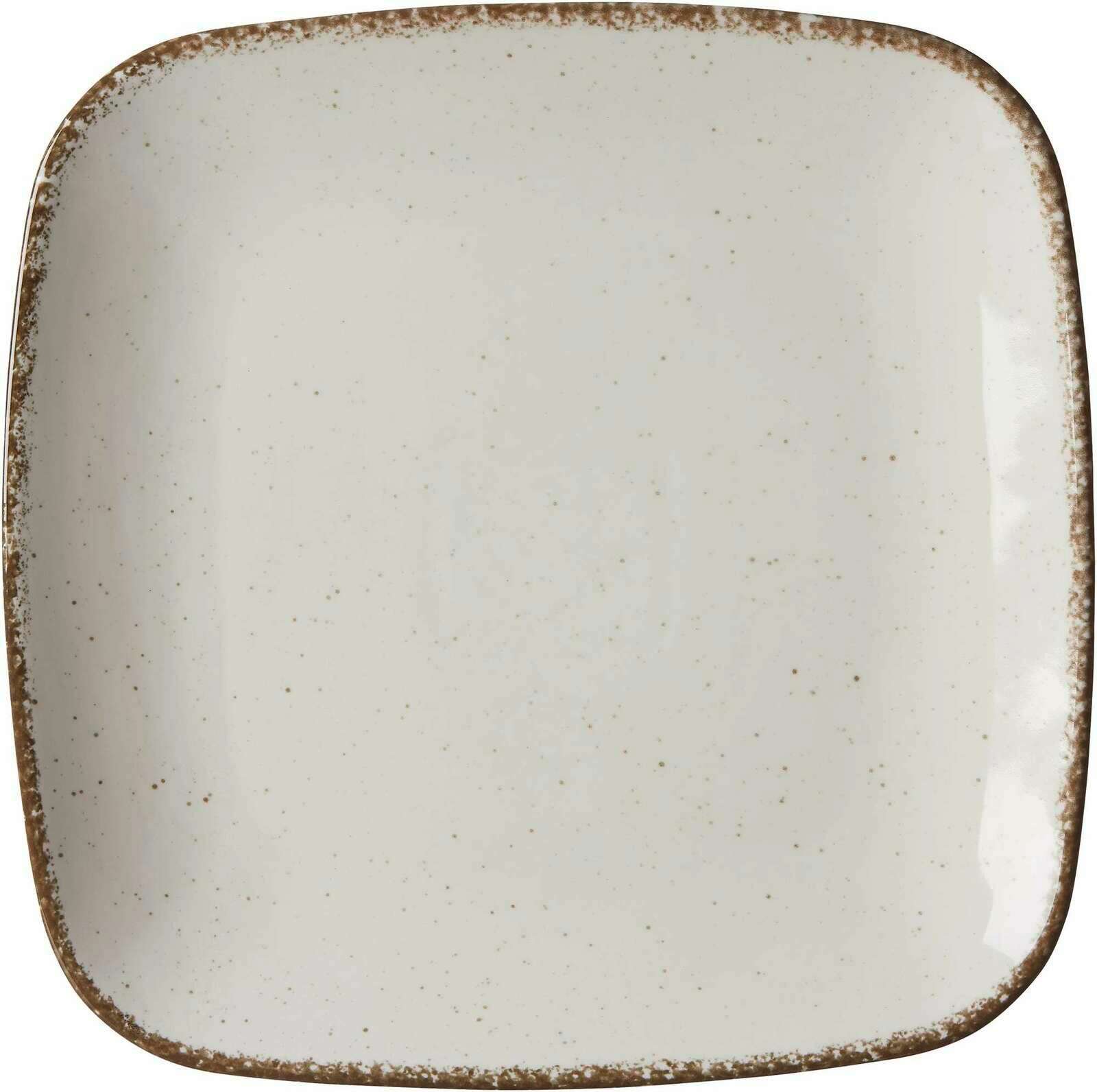 Ritzenhoff & Breker Speiseteller 27cm CASA eckig beige Quadratischer Speiseteller Casa 27cm in Beige mit gesprenkeltem Rand, Draufsicht