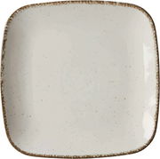 Quadratischer Speiseteller Casa 27cm in Beige mit gesprenkeltem Rand, Draufsicht